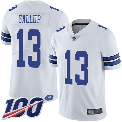Men Dallas Cowboys Limited White Michael Gallup Road #13 100th Season Vapor Untouchable NFL Jersey